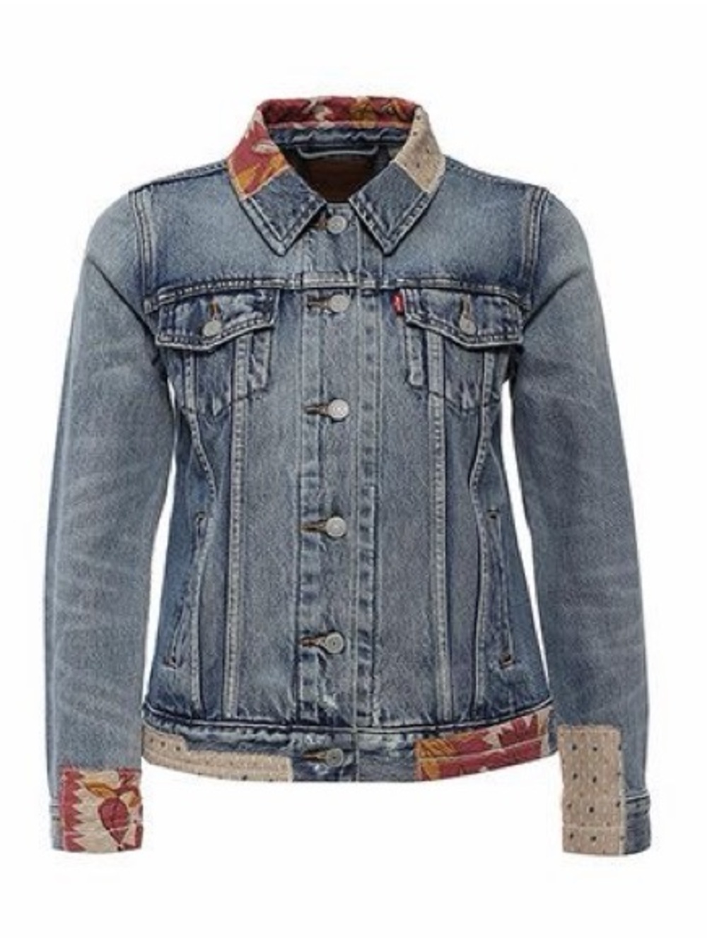 Levi's Premium Faded Boyfriend Desperado Sample Patchwork Denim Jacket Small